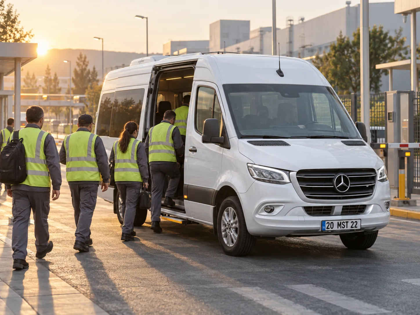 Sabah vardiyasında servise binen fabrika çalışanları